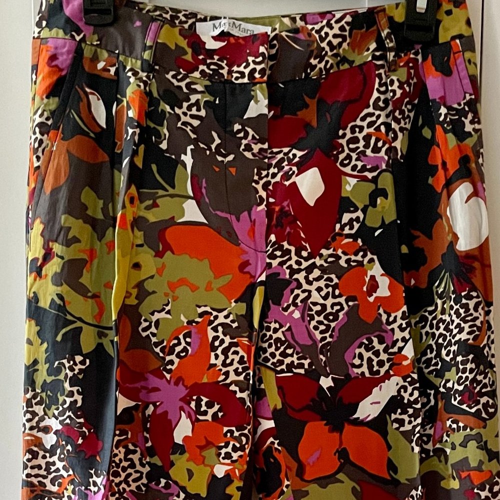 Brand New Max Mara Printed Silk Blend Pants